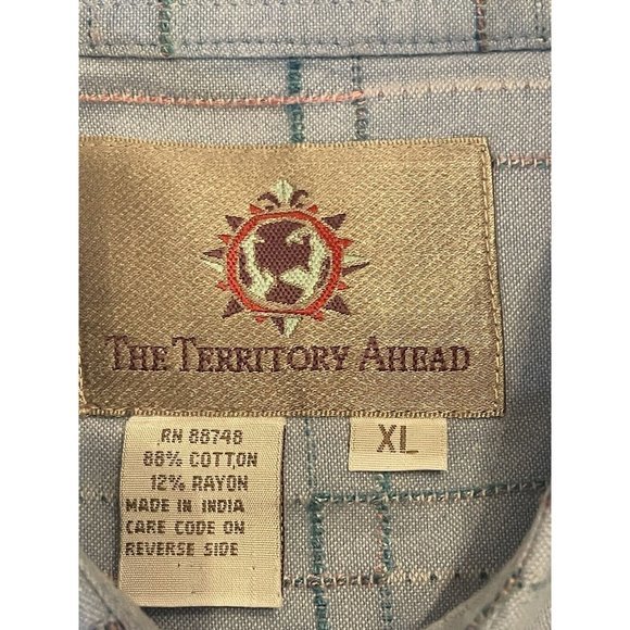 The Territory Ahead Shirt Mens X Large Blue‎ Multicolor Window Pane Long Sleeve - Picture 5 of 5
